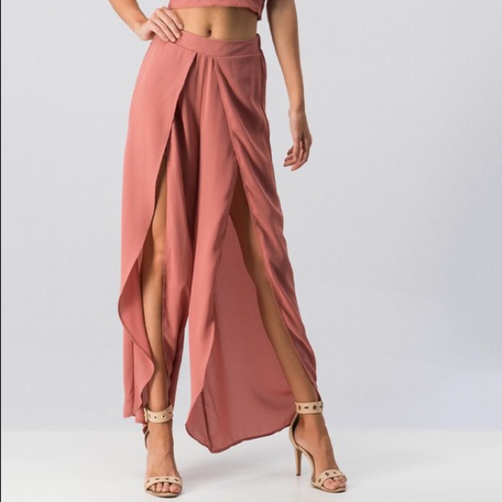 Mauve Chiffon Tulip Pants